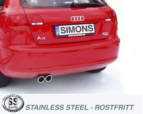 Sportovní výfuk Simons – AUDI A3 (8PA) Quattro 1.8TFSI/2.0TFSI (2005–2013) - 040-BAR