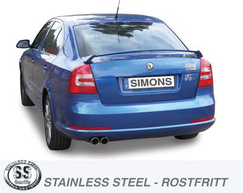 Sportovní výfuk Simons – ŠKODA Octavia II TSI a RS (2005–2013) / VOLKSWAGEN Jetta V (2005–2010) - 040-H9DR