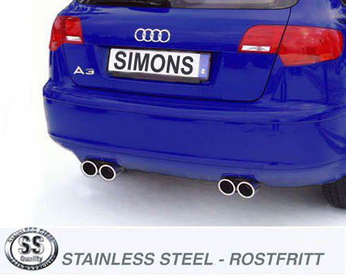 Sportovní výfuk Simons – AUDI A3 (8PA) 2WD 1.4TFSI/2.0TFSI (2004–2013)