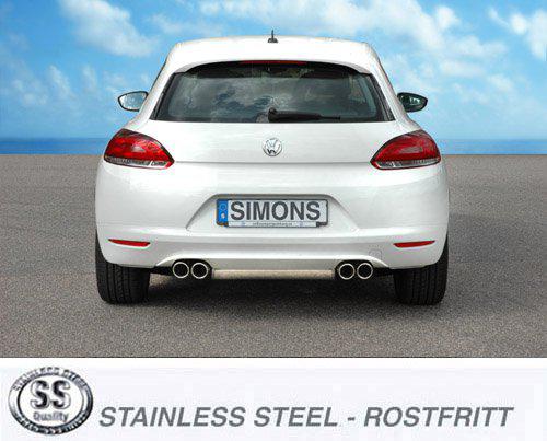 Sportovní výfuk Simons – VOLKSWAGEN Scirocco 2.0TFSI/1.8TSI/1.4TSI (2008–2014)