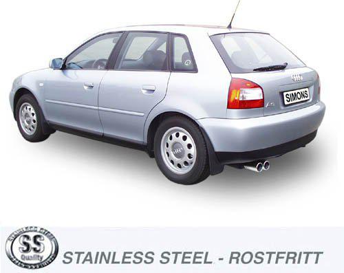 Sportovní výfuk Simons – AUDI A3 (8L) 1.6/1.8/1.8T/1.9TDI (1996–2003) / VOLKSWAGEN Golf IV 1.4/1.6/1.8/1.8T/1.9TDI/1.9SDI/2.0/2.3 V5 (od 1996) a další - 041-HR