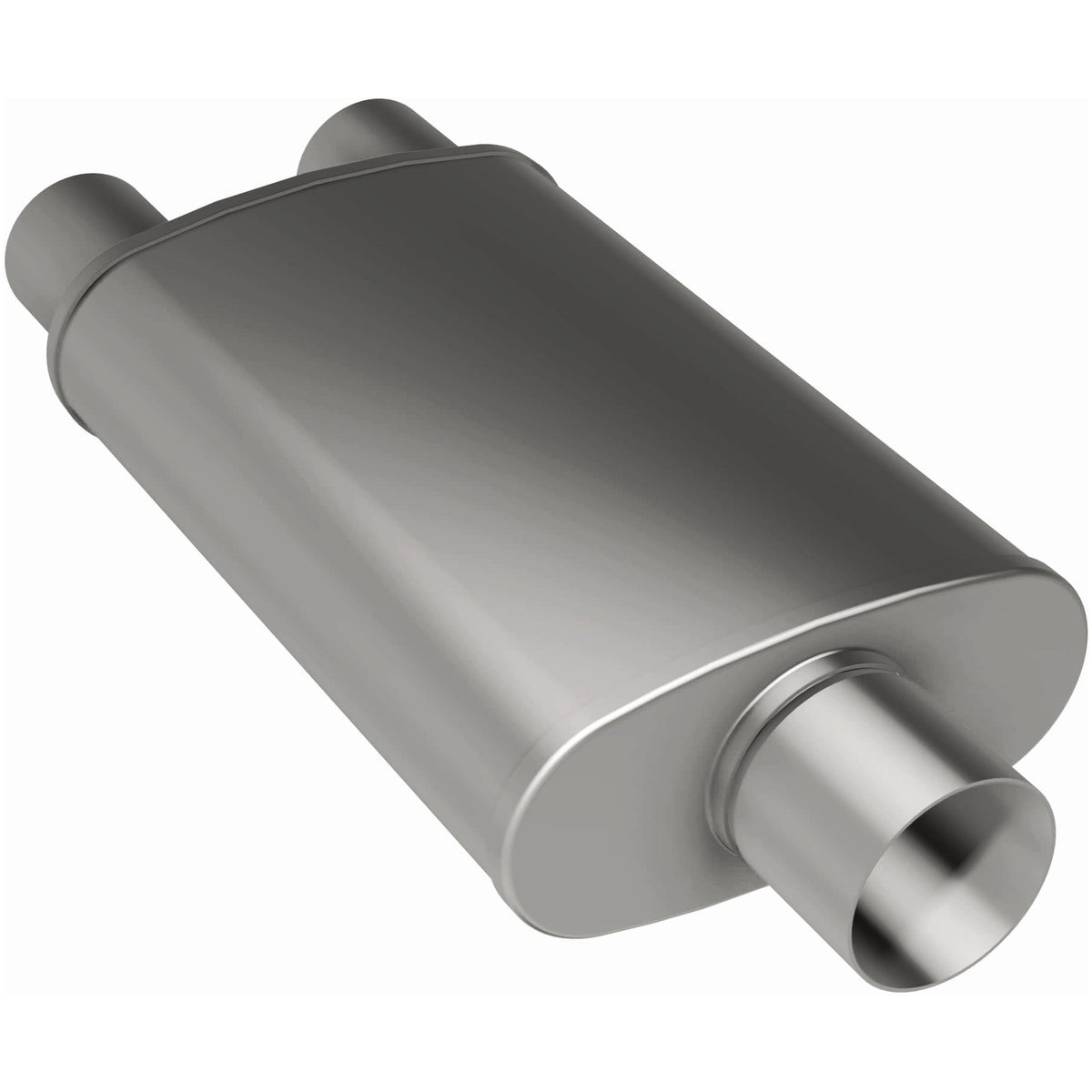 Tlumič výfuku MagnaFlow oválný 5 × 8 × 18″ (127 × 203 × 457 mm), průchozí, středový vstup / dvojitý výstup