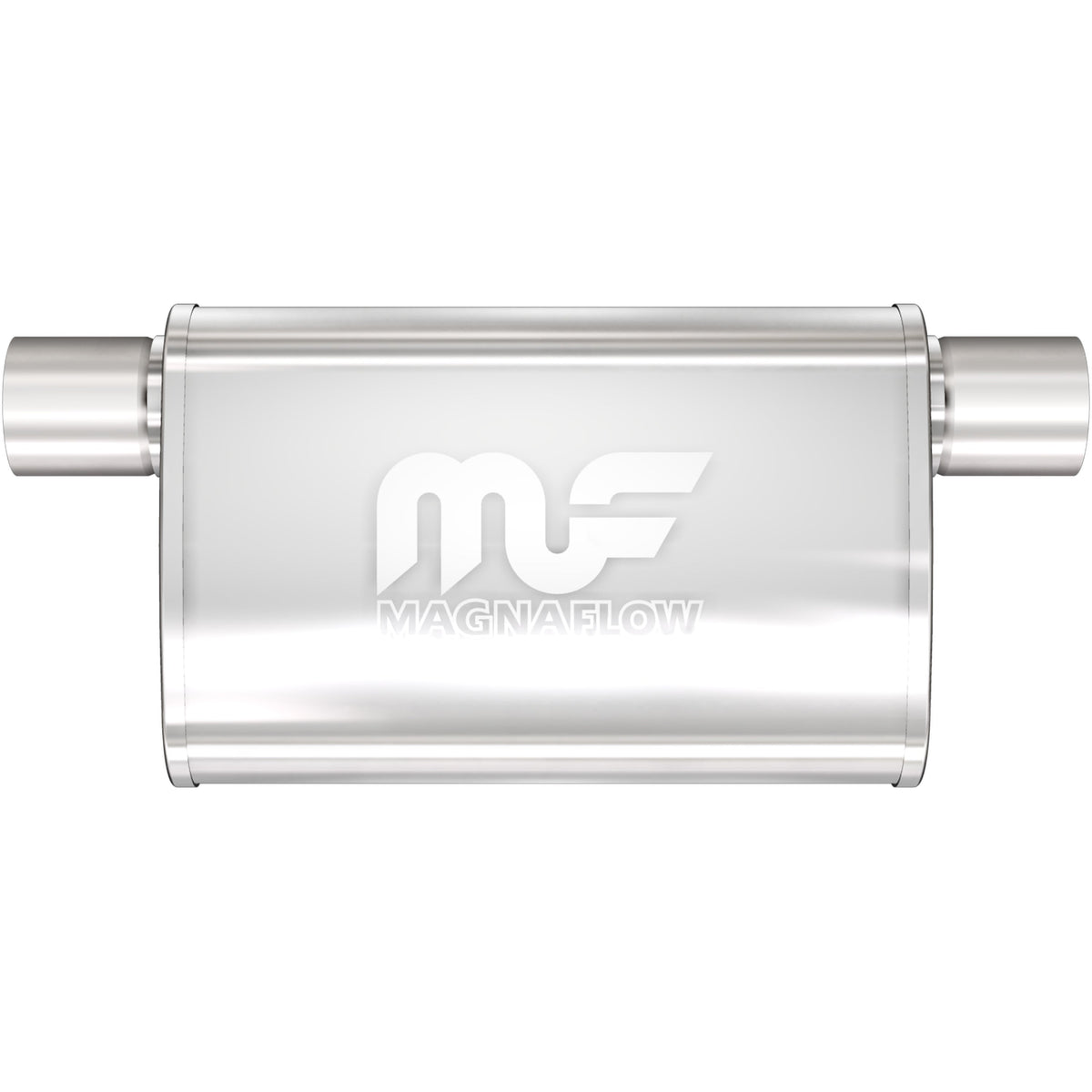 Tlumič výfuku MagnaFlow oválný 4 × 9 × 14″, průchozí, vstup / výstup 2,5″, broušený povrch - 14377