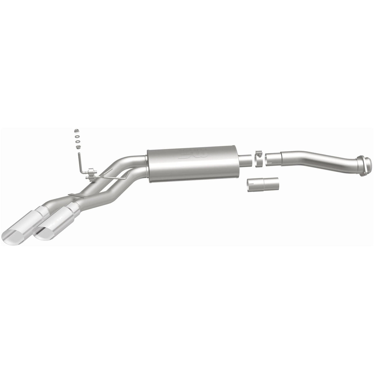 MagnaFlow Street Series cat-back výfuk – Ford F-150 5,0 (2011–2014), 2 dvoustěnné leštěné koncovky Ø 3,5″ rozděleně vzadu délky 9,5″, potrubí Ø 3″ - 15101