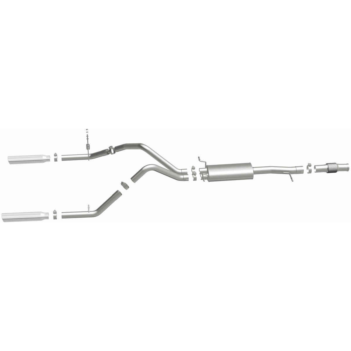 MagnaFlow Street Series cat-back výfuk – Chevrolet Silverado 1500 (2014–2018) / GMC Sierra 1500 (2014–2018), 2 jednostěnné leštěné koncovky rozděleně vzadu délky 18″, potrubí Ø 3″ - 15278