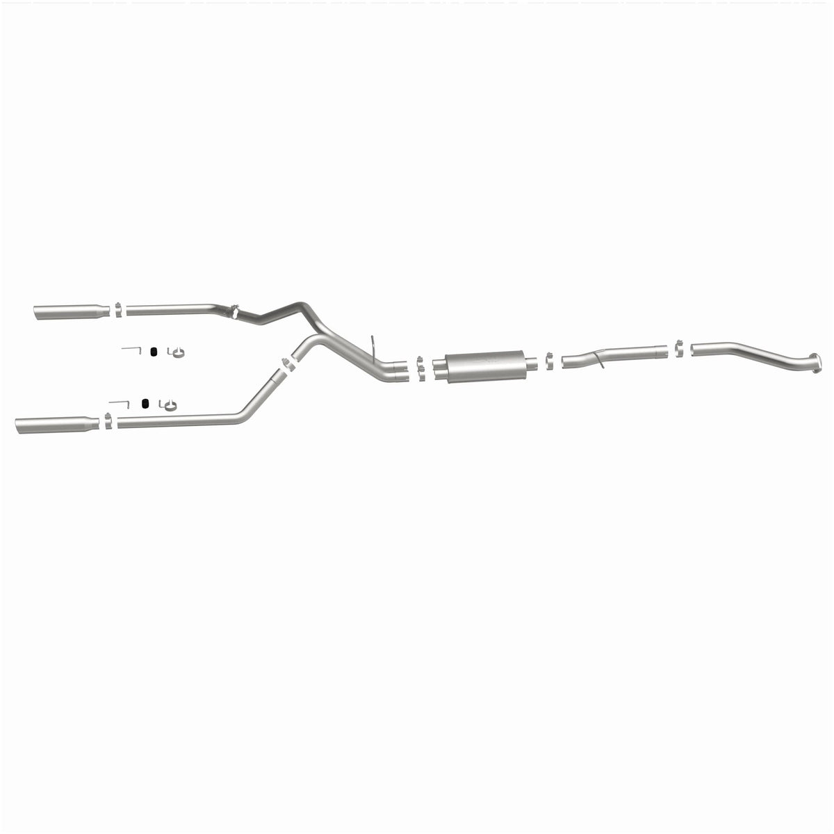 MagnaFlow Street Series cat-back výfuk – Chevrolet Silverado 1500 (1999–2002) / GMC Sierra 1500 (1999–2002), 2 jednostěnné leštěné koncovky rozděleně vzadu délky 18″, potrubí Ø 3″ - 15754