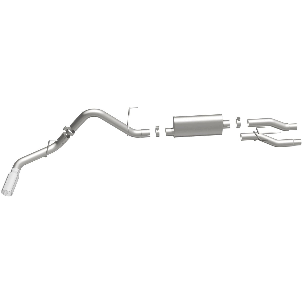 MagnaFlow Street Series cat-back výfuk – Ford F-150 (2004–2010) / Lincoln Mark LT 5,4 (2006–2008), leštěná koncovka Ø 4″ vpravo vzadu, broušený povrch - 16518