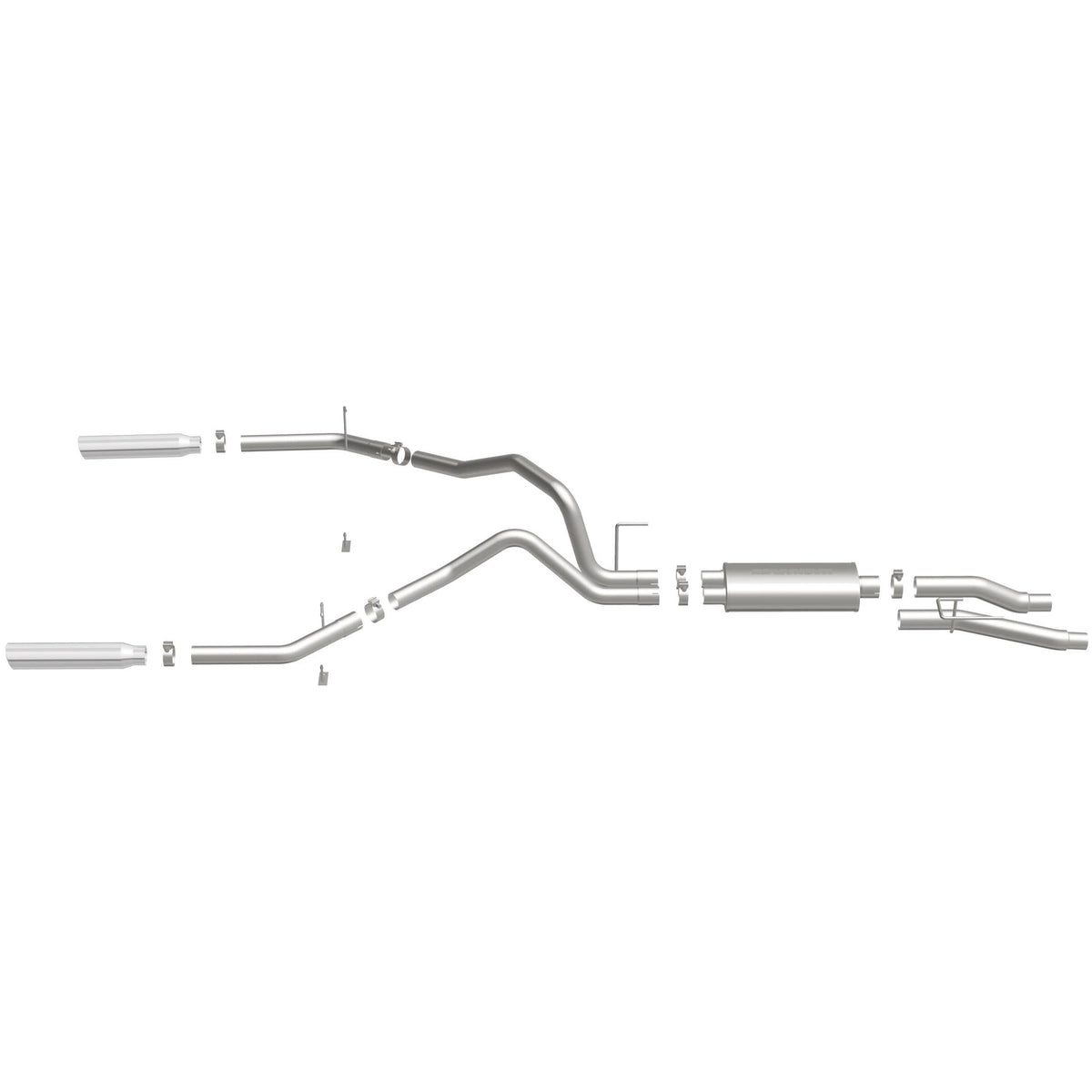 MagnaFlow Street Series cat-back výfuk – Ford F-150 (2004–2010) / Lincoln Mark LT 5,4 (2006–2008), 2 dvoustěnné leštěné koncovky Ø 3,5″ rozděleně vzadu délky 18″, potrubí Ø 3″ - 16520