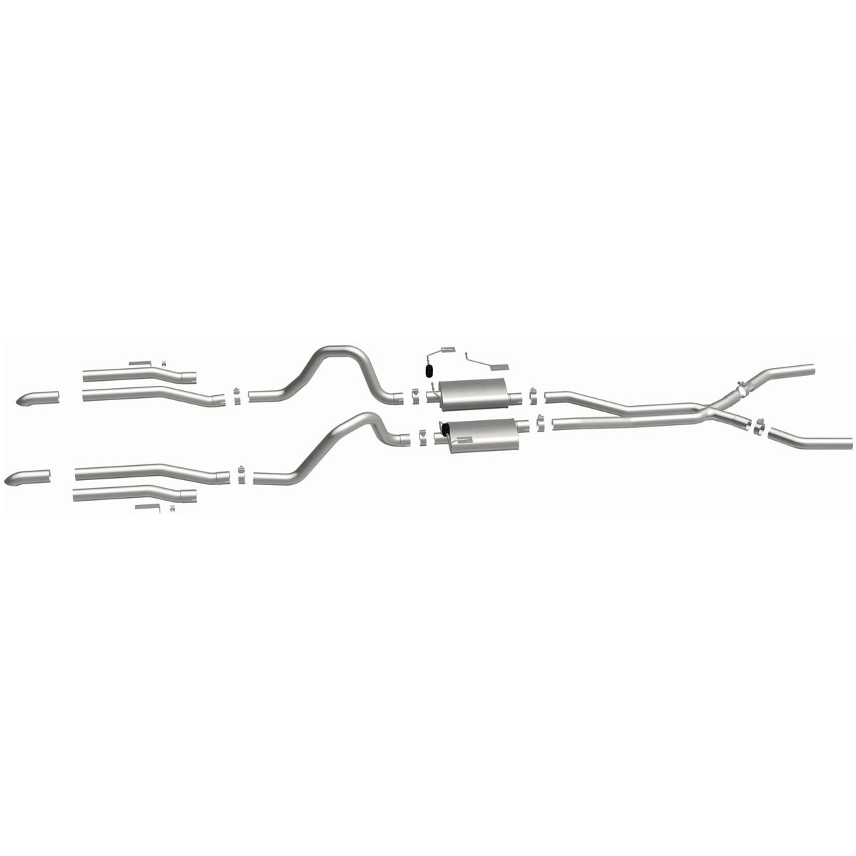 MagnaFlow Street Series crossmember-back výfuk – Dodge Charger (1966–1978) / Dodge Coronet (1965–1976) a další, leštěné koncovky Ø 2,625″ - 19303