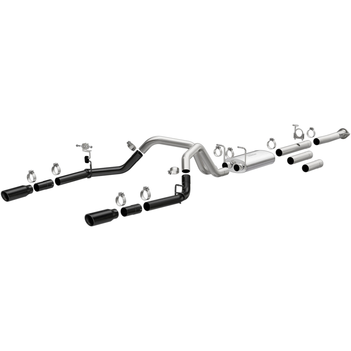 MagnaFlow Street Series cat-back výfuk – Chevrolet Silverado 2500 HD 6,0 (2011–2019) a další, 2 koncovky Ø 4″ rozděleně vzadu, potrubí Ø 3,5″