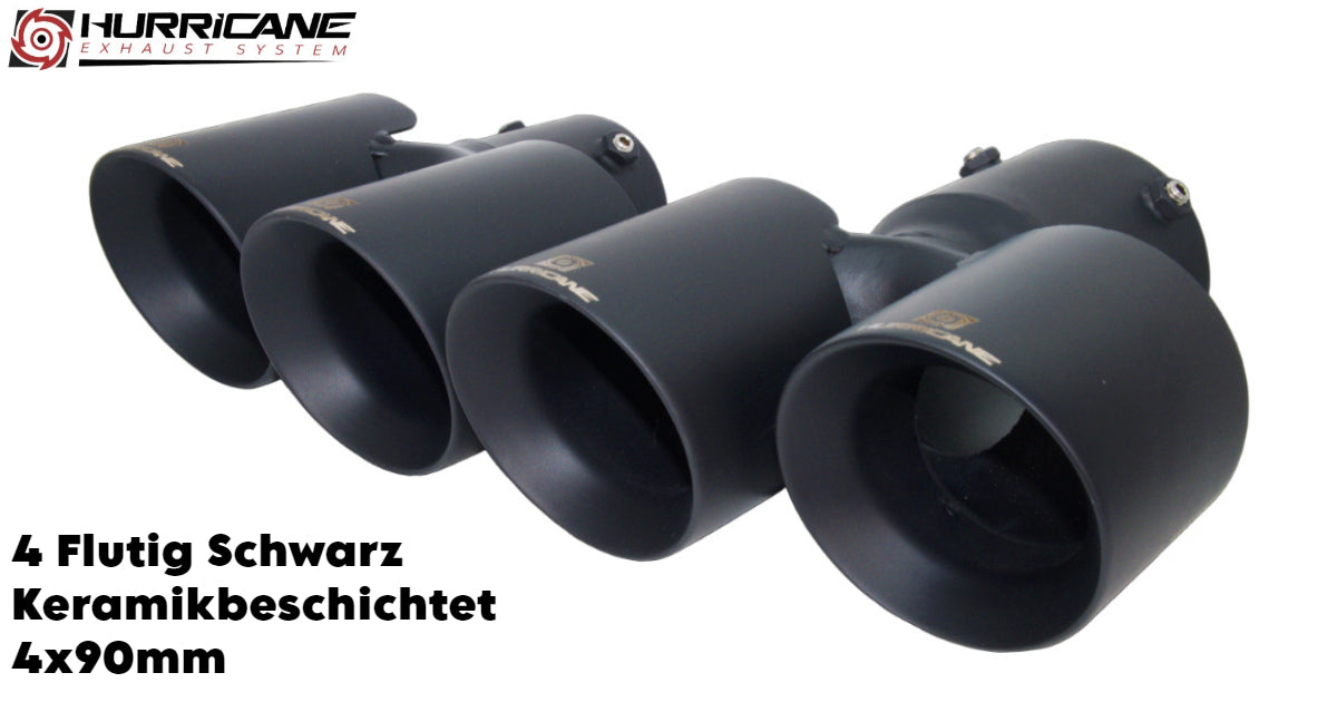 Čtyřnásobné koncovky výfuku Hurricane 4× Ø 90 mm, černá keramika