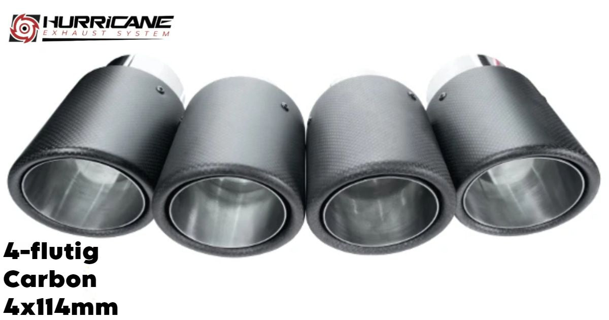 Čtyřnásobné koncovky výfuku Hurricane 4× Ø 114 mm, karbon