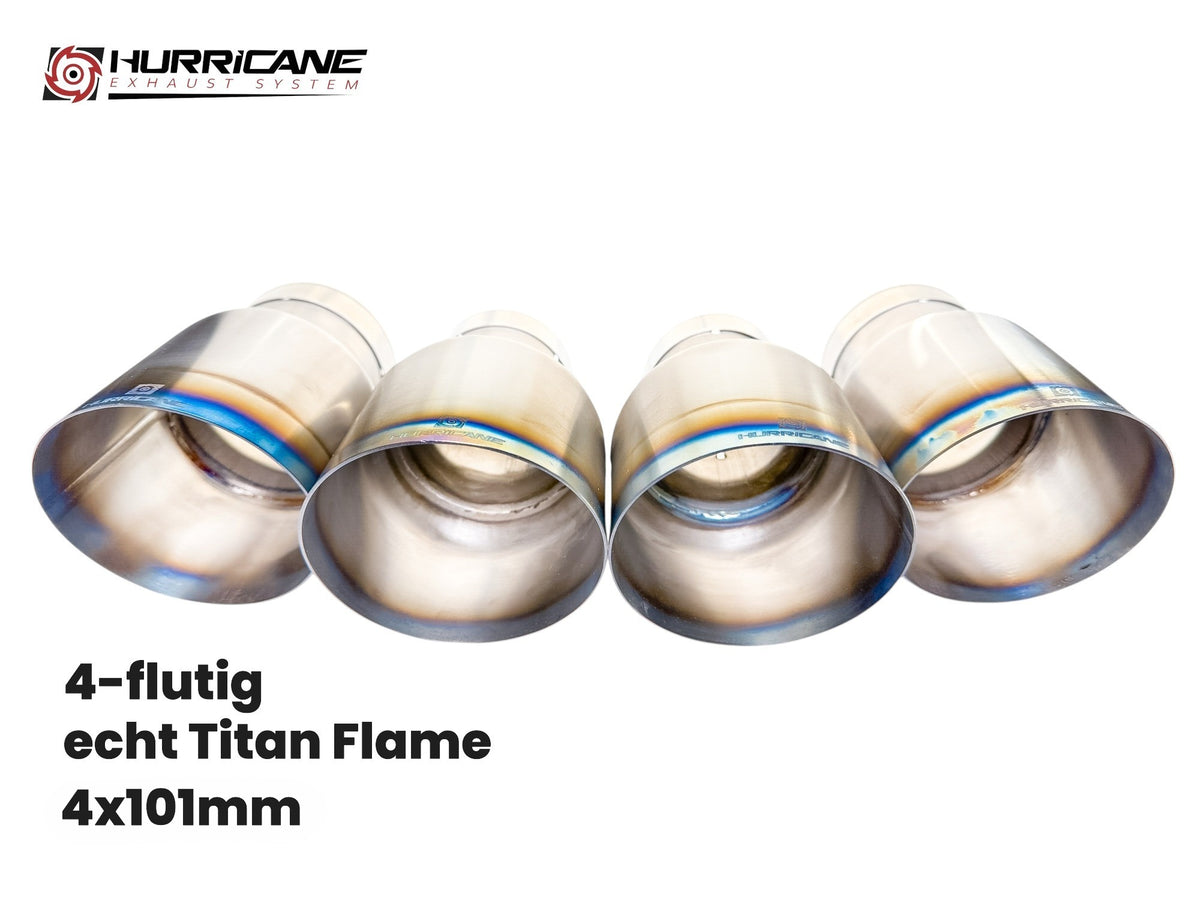 Čtyřnásobné koncovky výfuku Hurricane Ø 101 mm, titan „flame“ (opálený)