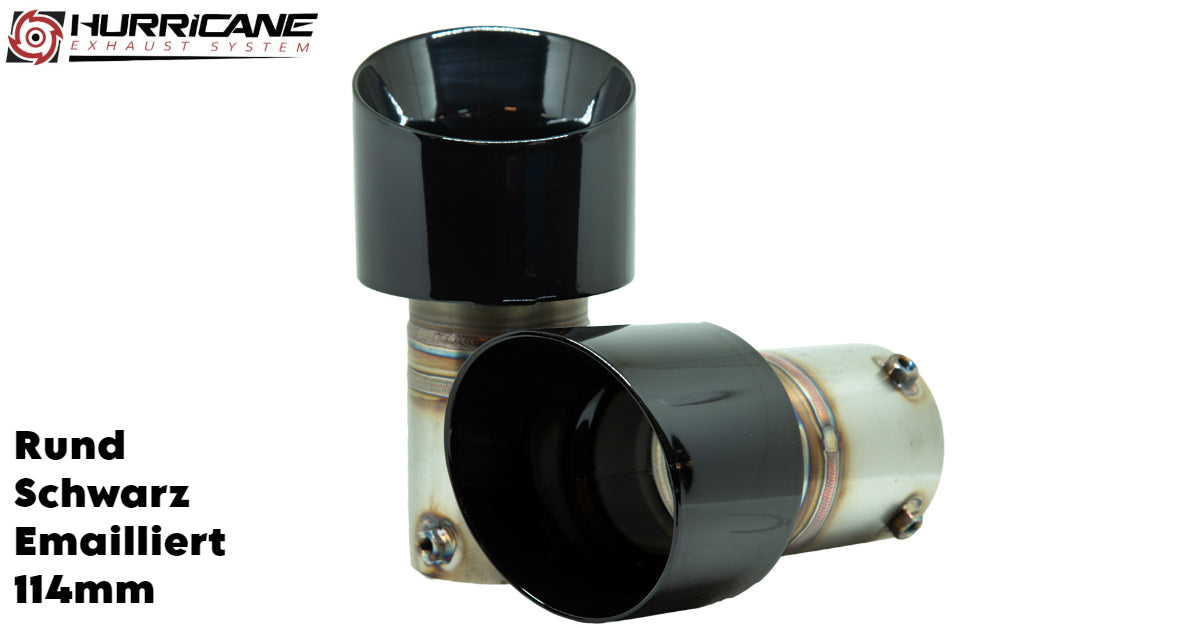 Kulaté koncovky výfuku Hurricane Ø 114 mm, černý smalt