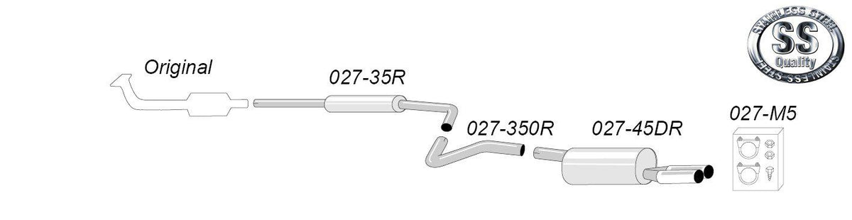 Sportovní výfuk Simons – VOLKSWAGEN Polo 9N 1.2/1.4/1.4TDI/1.9TDI (2001–2008) - 027-H5DR
