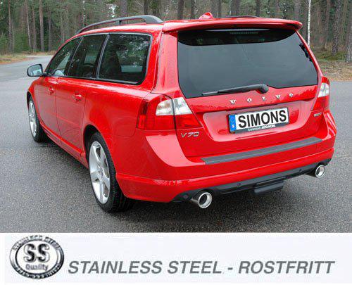 Sportovní výfuk Simons – VOLVO V70 II 2WD 1.6T/2.0T/T4/T5/2.5T/2.5FT (2007–2016) - 02DDH11R