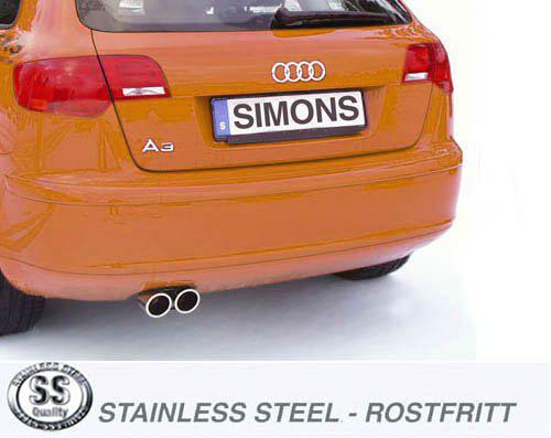 Sportovní výfuk Simons – AUDI A3 (8PA) 2WD 1.4TFSI/2.0TFSI (2004–2013)