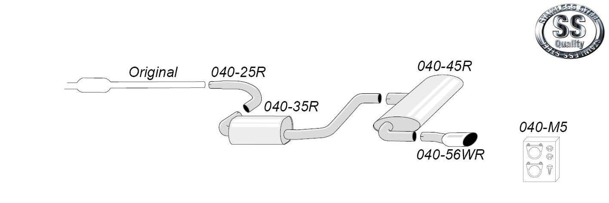 Sportovní výfuk Simons – SEAT Leon (typ 1P) 2.0 TFSI/TSI / Leon (typ 1P) 2.0 TFSI/TSI Cupra/Cupra R (2005–2012) - 040-H6WR
