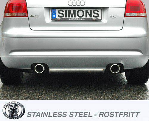 Sportovní výfuk Simons – AUDI A3 (8P) 2WD 1.4TFSI/2.0TFSI (2004–2013) / VOLKSWAGEN Golf V GTI/GTI Edition 30 2.0TFSI (2004–2009) a další
