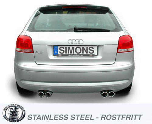 Sportovní výfuk Simons – AUDI A3 (8P) 2WD 1.4TFSI/2.0TFSI (2004–2013) / VOLKSWAGEN Golf V GTI/GTI Edition 30 2.0TFSI (2004–2009) a další