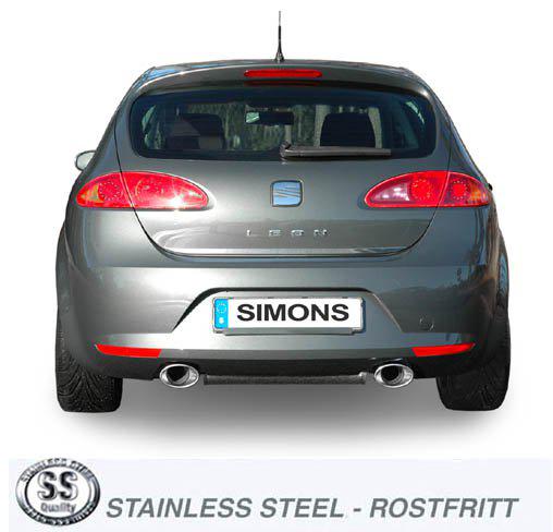 Sportovní výfuk Simons – SEAT Leon (typ 1P) 2.0 TFSI/TSI / Leon (typ 1P) 2.0 TFSI/TSI Cupra/Cupra R (2005–2012) - 040DH6WR