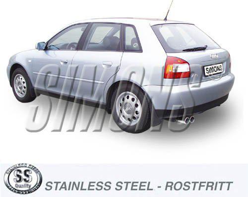Sportovní výfuk Simons – AUDI A3 (8L) Turbo 1.8T/1.8Ti/1.9TDI (1996–2003) / VOLKSWAGEN Golf IV Turbo 1.8T/1.9TDI/1.9SDI (od 1996) a další - 041-H0R