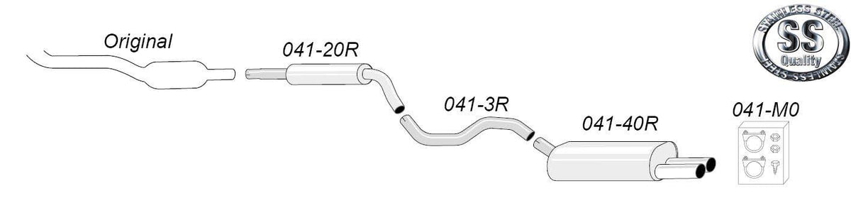 Sportovní výfuk Simons – AUDI A3 (8L) Turbo 1.8T/1.8Ti/1.9TDI (1996–2003) / VOLKSWAGEN Golf IV Turbo 1.8T/1.9TDI/1.9SDI (od 1996) a další - 041-H0R