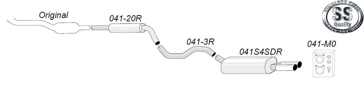 Sportovní výfuk Simons – AUDI A3 (8L) Turbo 1.8T/1.8Ti/1.9TDI (1995–2003) - 041SHSDR