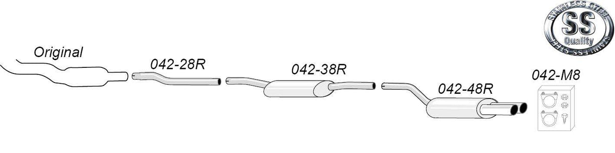 Sportovní výfuk Simons – AUDI A4 (B5) Quattro 1.8/1.8T 150/180 k / A4 (B5) Quattro 1.9 TDI 90/110/115 k (1994–2000) - 042-H8R
