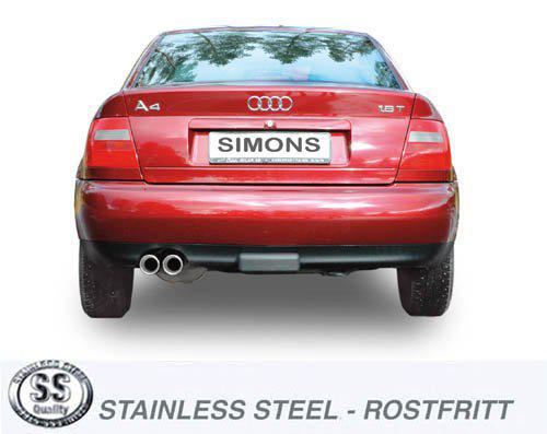 Sportovní výfuk Simons – AUDI A4 (B5) 2WD 1.6/1.8/1.8T/1.9TDI/2.5TDI (1994–2000) / A4 (B5) 2WD 2.4 149 k/2.6 150 k/2.8 174 k (1994–1998) - 042-HR