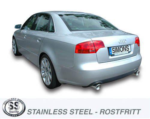 Sportovní výfuk Simons – AUDI A4 (B7) 2WD 1.8T/2.0TFSI (2005–2008) - 044DH3R