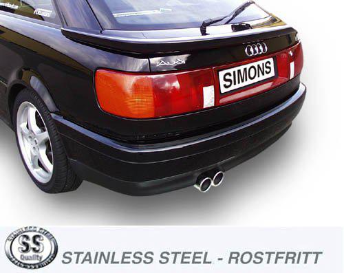 Sportovní zadní tlumič Simons – AUDI 80/S2 Quattro 162 kW/169 kW (od 1991) / 80/90 Quattro 20V 118kW/125 kW (od 1988) - 045-B91R