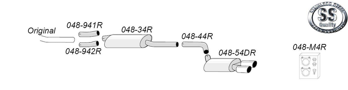 Sportovní výfuk Simons – AUDI A4 (B8) 2WD/Quattro 1.8T/2.0T (2008–2016) / A5 (B8) 2WD/Quattro 1.8T/2.0T (2006–2016) - 048-H4DR