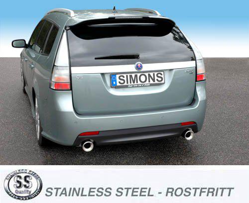 Sportovní výfuk Simons – SAAB 9-3/9-3X 2.0T/2.8T XWD (2008–2011) - 063DHGR