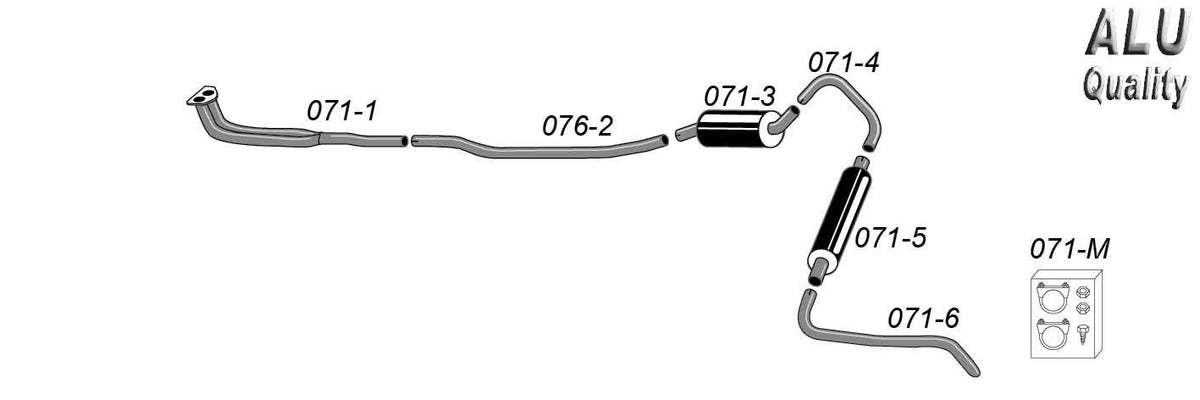 Sportovní výfuk Simons – VOLVO 140 B18/B20 A/B/D/E (1967–1973) - 071-K