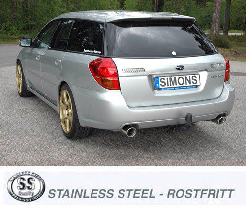 Sportovní výfuk Simons – SUBARU Legacy/Outback čtyřválec 2.0R/2.5i (2005–2009) - 0SBDH01R