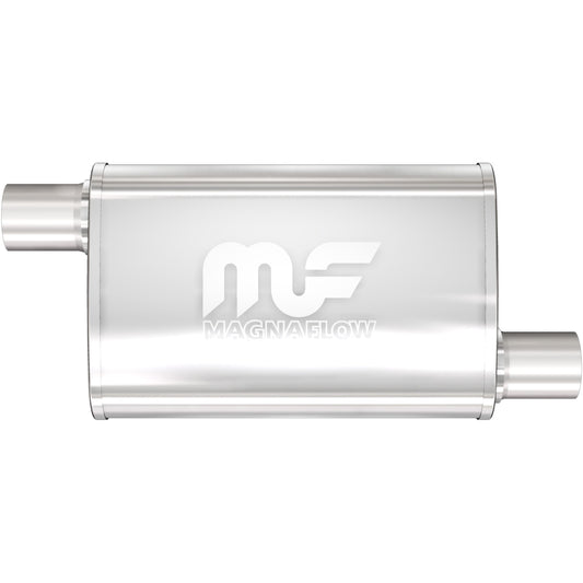 Tlumič výfuku MagnaFlow oválný 3,5 × 7 × 14″, průchozí, vstup / výstup 2″ (přesazený / přesazený) - 11134