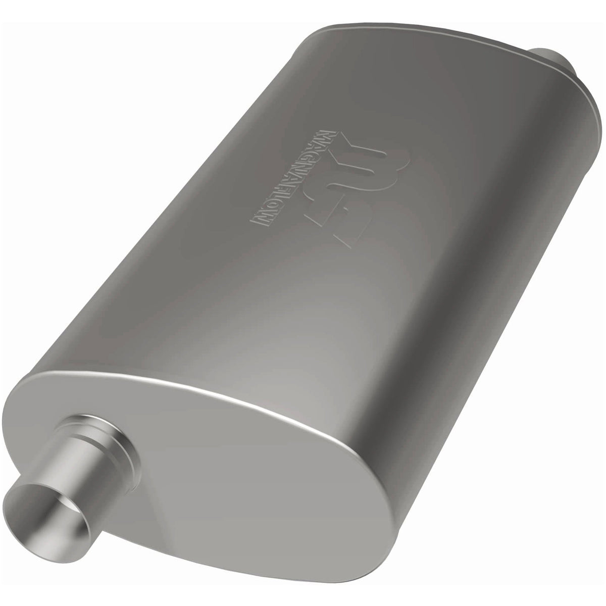 Tlumič výfuku MagnaFlow oválný 4 × 9 × 18″ (102 × 229 × 457 mm), průchozí, přesazený vstup i výstup