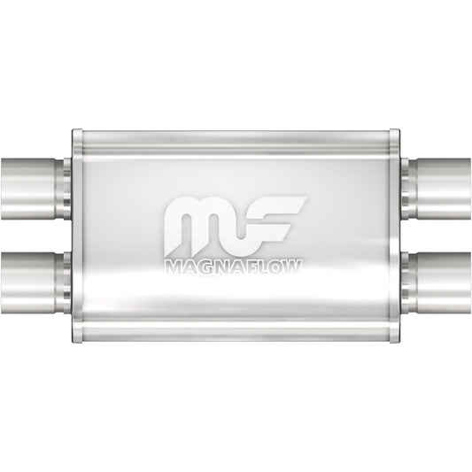 Tlumič výfuku MagnaFlow oválný 4 × 9 × 14″ (102 × 229 × 356 mm), průchozí, dvojitý vstup i výstup