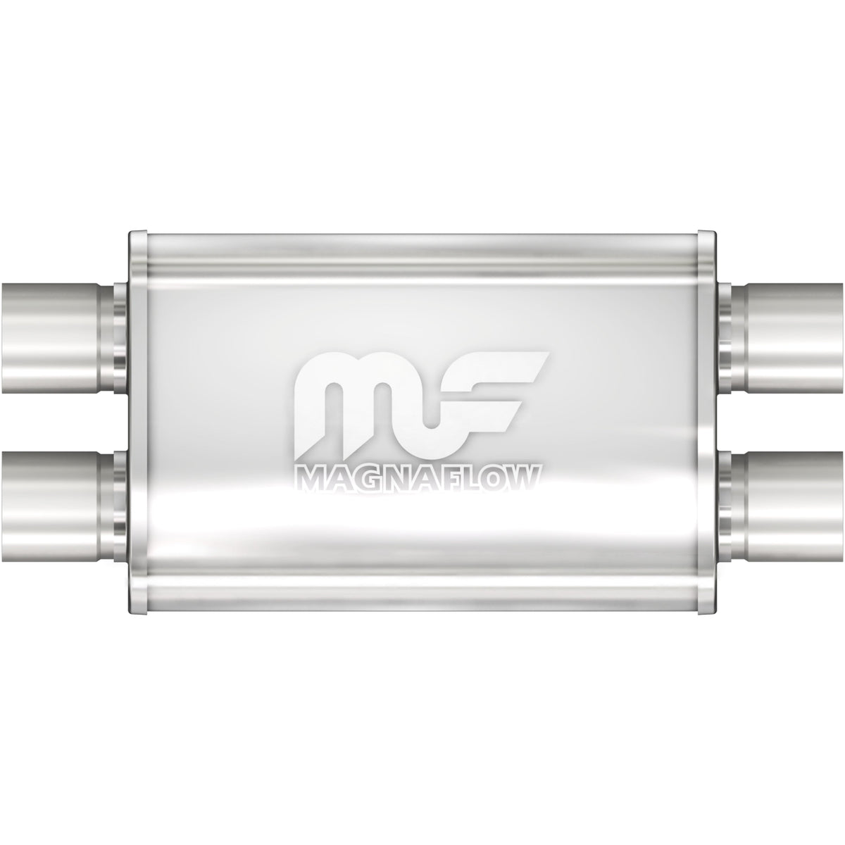 Tlumič výfuku MagnaFlow oválný 4 × 9 × 14″ (102 × 229 × 356 mm), průchozí, dvojitý vstup i výstup