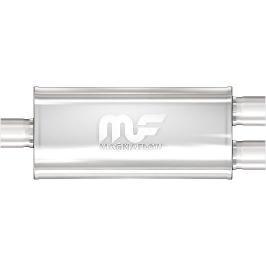 Tlumič výfuku MagnaFlow oválný 5 × 8 × 24″ (127 × 203 × 610 mm), průchozí, středový vstup / dvojitý výstup