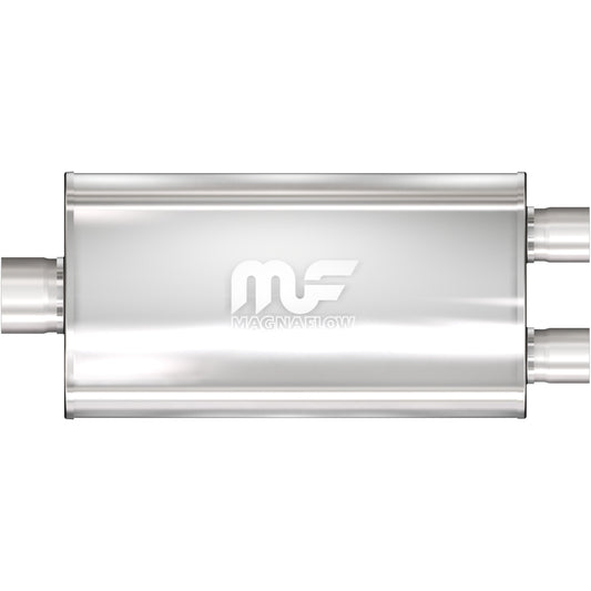 Tlumič výfuku MagnaFlow oválný 5 × 11 × 22″ (127 × 279 × 559 mm), průchozí, středový vstup / dvojitý výstup