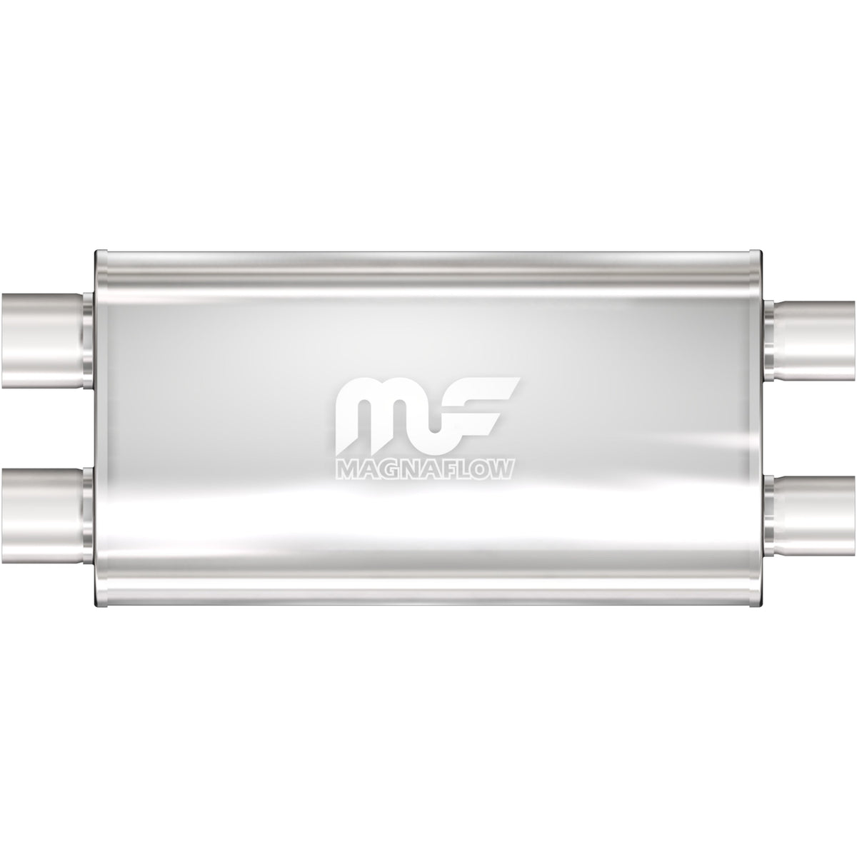 Tlumič výfuku MagnaFlow oválný 5 × 11 × 22″ (127 × 279 × 559 mm), průchozí, dvojitý vstup i výstup