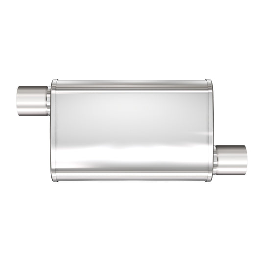 Tlumič výfuku MagnaFlow XL oválný 4 × 9 × 18″ (102 × 229 × 457 mm), vícekomorový, přesazený vstup i výstup