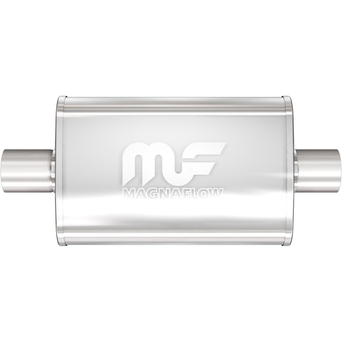 Tlumič výfuku MagnaFlow oválný 4 × 9 × 14″ (102 × 229 × 356 mm), průchozí, středový vstup i výstup