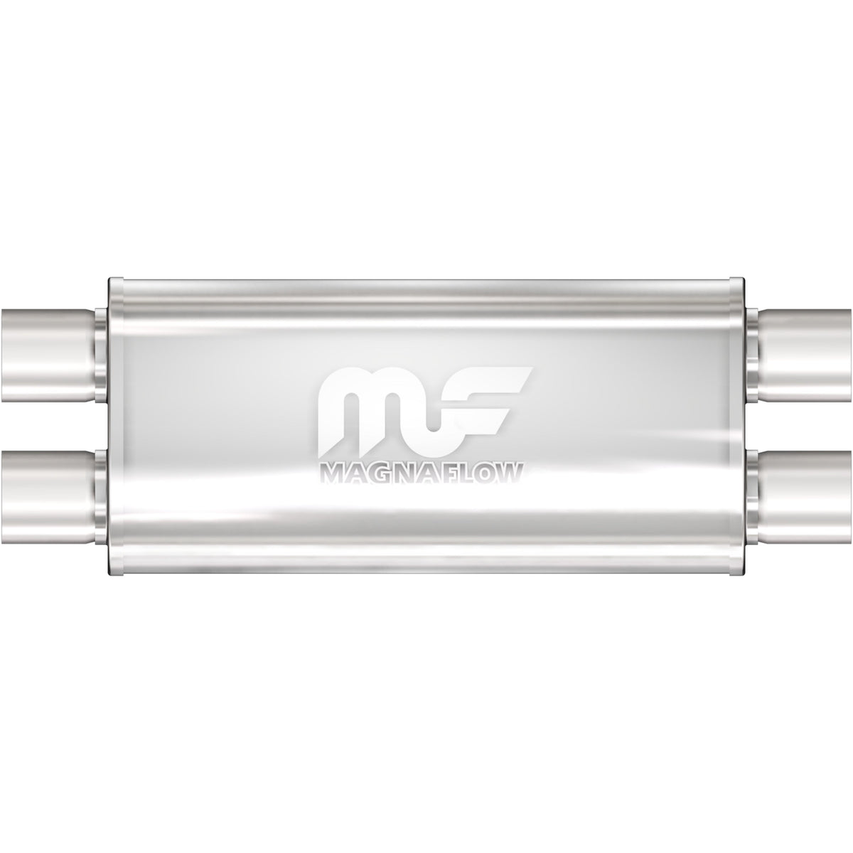 Tlumič výfuku MagnaFlow oválný 5 × 8 × 18″ (127 × 203 × 457 mm), průchozí, dvojitý vstup i výstup