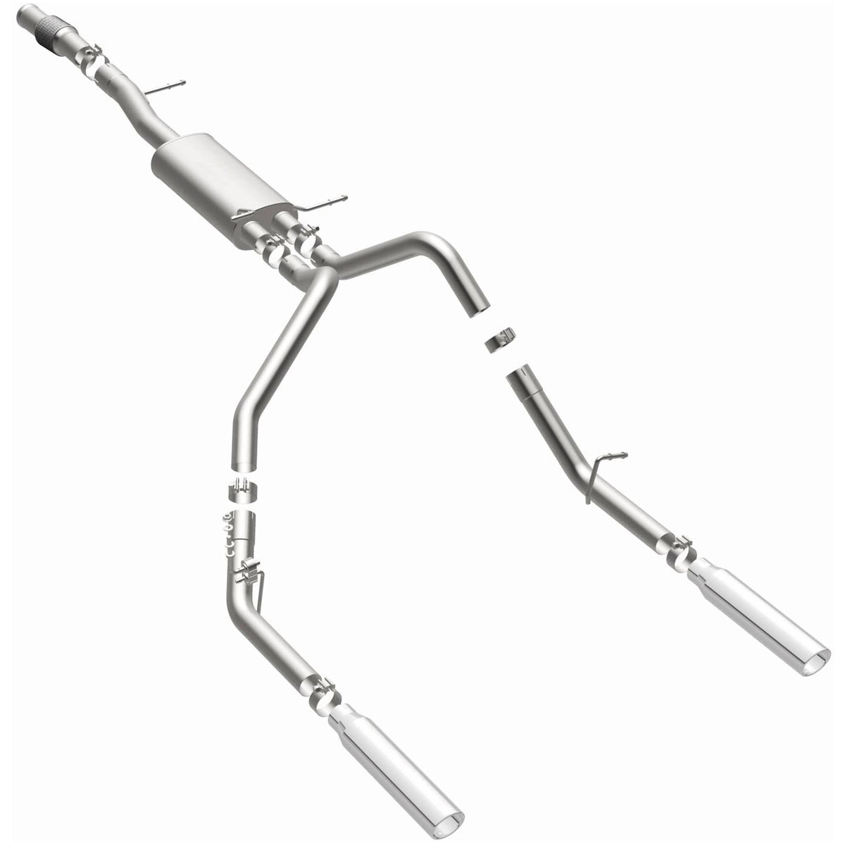 MagnaFlow Street Series cat-back výfuk – Chevrolet Silverado 1500 (2014–2018) / GMC Sierra 1500 (2014–2018), 2 jednostěnné leštěné koncovky rozděleně vzadu délky 18″, potrubí Ø 3″ - 15278