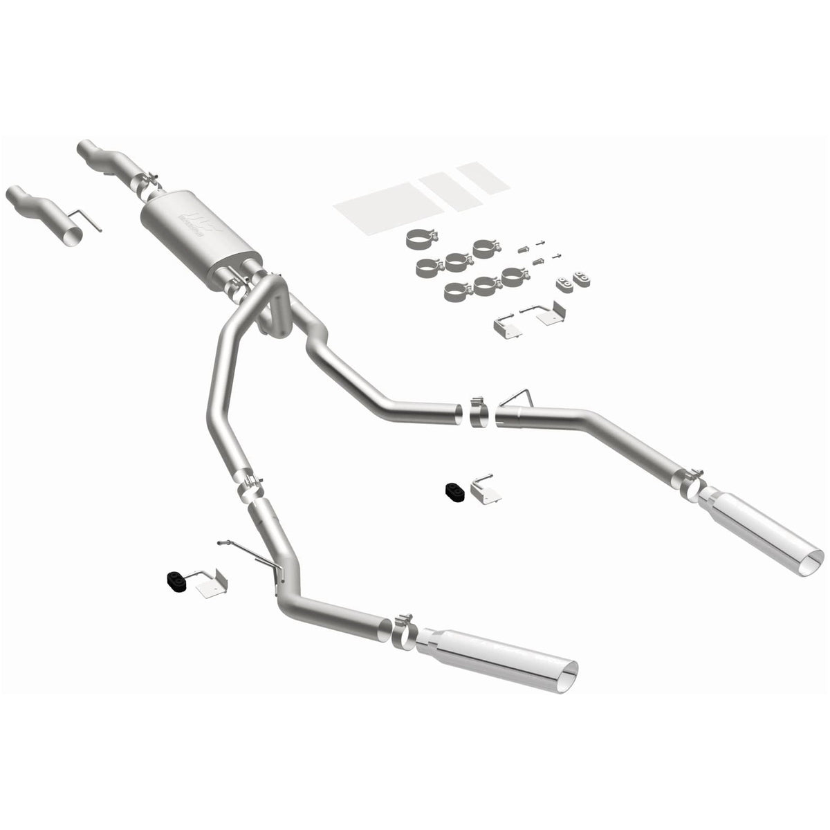 MagnaFlow Street Series cat-back výfuk – Ford F-150 (2011–2014), 2 jednostěnné leštěné koncovky Ø 3,5″ rozděleně vzadu, potrubí Ø 3″ - 15460