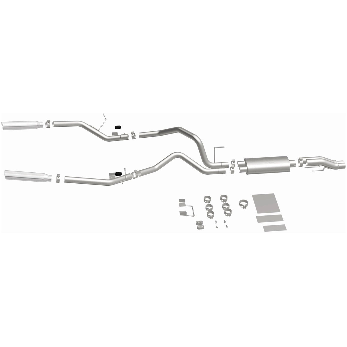 MagnaFlow Street Series cat-back výfuk – Ford F-150 (2011–2014), 2 jednostěnné leštěné koncovky Ø 3,5″ rozděleně vzadu, potrubí Ø 3″ - 15460