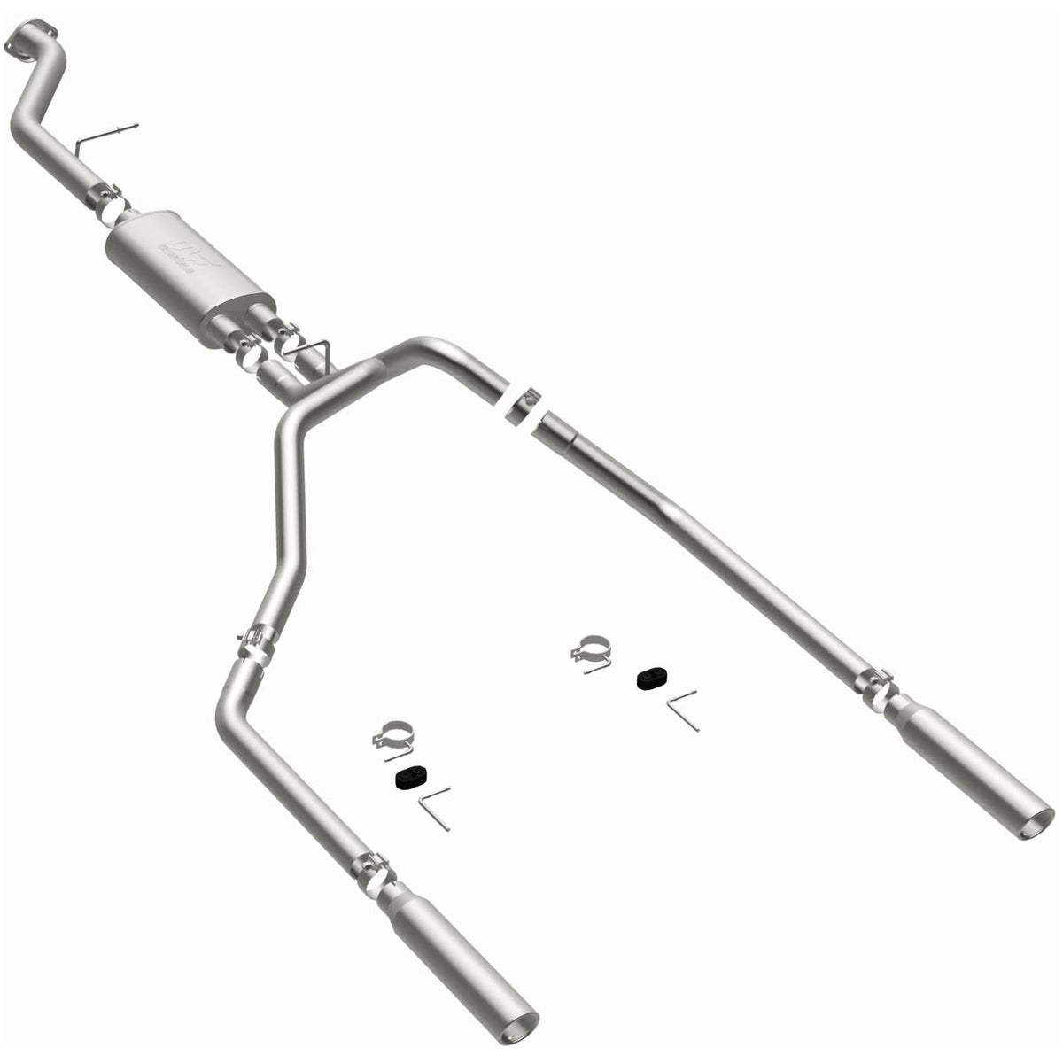 MagnaFlow Street Series cat-back výfuk – Chevrolet Silverado 1500 (1999–2002) / GMC Sierra 1500 (1999–2002), 2 jednostěnné leštěné koncovky rozděleně vzadu délky 18″, potrubí Ø 3″ - 15753